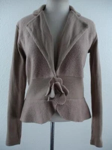 Women's sz 10 Burberry London Camel Knit Cardigan Sweater Ribbed Knit Snap-Front - Picture 1 of 13