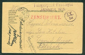 AUSTRIA/HUNGRÍA, 1915 ""Correo aéreo Przemysl"", número de vuelo 9, tarjeta amarilla - Imagen 1 de 1