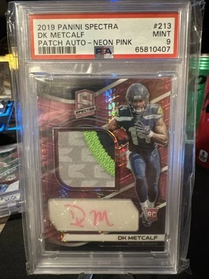 DK Metcalf 13/25 Neon Pink ROOKIE Auto 3 Color RPA RC PSA 9 2019 Panini Spectra - Image 1 of 4