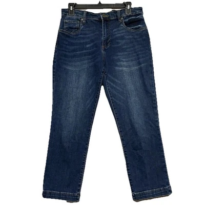 Pantalones de mezclilla KUT from the Kloth rectos tiro alto recortados para mujer talla 8 medianos Dk. Azul Foto 1 de 4