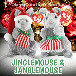 ❤️ JINGLEMOUSE & JANGLEMOUSE 💚 2006 Ty Beanie Babys Weihnachten MAUS Set *NEU MIT ETIKETT* - Bild 1 von 7