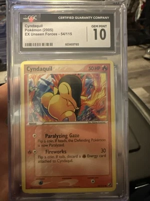 Cyndaquil CGC 10 Gem Mint Pokémon Card EX Unseen Forces 54/115 2005 Rare Low Pop - Image 1 of 4