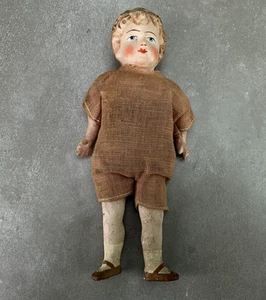 Antique GERMANY Shoulder Head Paper Mache Doll Dollhouse Molded Hair Painted 7" - Picture 1 of 24