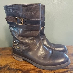 Boemos Motorradstiefel Damen 38 braun Leder Nieten Schnalle Made in Italy - Bild 1 von 15