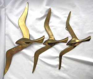 Vintage Messing 3er Set einzelne Möwen Wandbehänge größte 14" EUC - Bild 1 von 5
