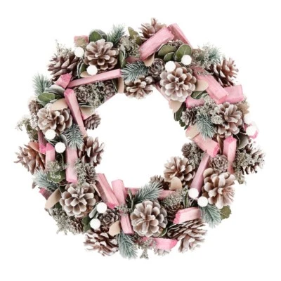 Front Door 36cm Pastel Pink Wreath Xmas Garland Tree Fireplace Christmas Decor