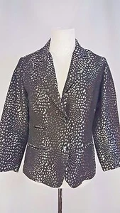 Chicos Sakko Blazer Gr. 0 Metallic Silber Schwarz Animal Print Seidenmischung - Bild 1 von 6