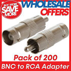 200 Pcs BNC to RCA Adapter Coaxial Cable Converter CCTV Camera Connector F/M