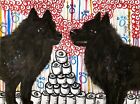 Schipperke Hoarding TP Pop Folk Art Print 4 x 6 Dog Collectible Signed by Artist
