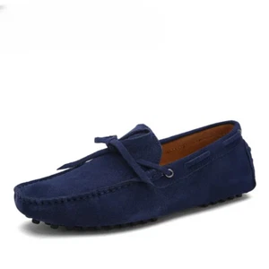 Men's Genuine Leather Casual Loafers Moccasins Breathable Slip on Driving Shoes - Picture 1 of 41