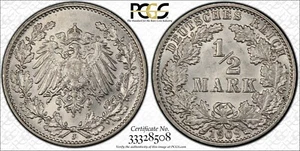 *Germany 1909-J 1/2 Mark, KM-17, PCGS MS63 - Picture 1 of 1