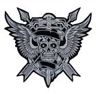 Big Skull Punk Patch Morale Skrzydła Naszywka z tyłu Odznaka Duża haft Żelazko Motocyklista