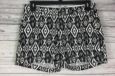 Pantalones Cortos Novio Old Navy Para Mujer Negro Blanco Estampado Azteca 100% Algodón Talla 6 Foto 1 de 4