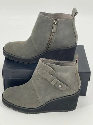 Botín de cuña Eileen Fisher para mujer talla 9 gamuza cuero gris musgo oscuro Foto 1 de 4