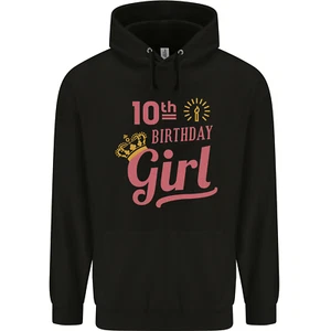 10th Birthday Girl 10 Year Old Princess Childrens Kids Hoodie - Picture 1 of 39