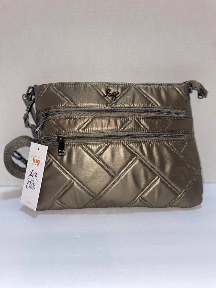 Lug Dazzle SE Crossbody Purse Metallic Walnut Color Brown Camo Interior