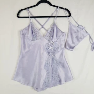 Fredericks of Hollywood Satin Trägertop Set Damen Medium lila Spitzenbesatz - Bild 1 von 17