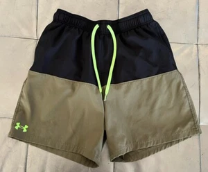 Under Armour Men's Volley Swim Trunks Logo Black Olive Colorblock Size M - Picture 1 of 4
