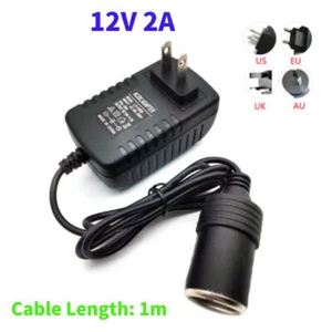 12V 2A 24W Power Supply Adapter with Car Cigarette Lighter Socket 1m US/UK/EU/AU - Picture 1 of 14