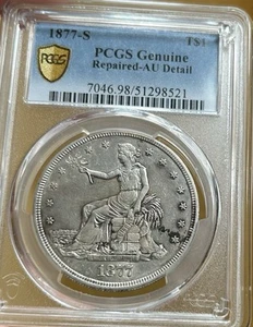 1877-S Trade Silver Dollar PCGS AU Detail T$1 - Picture 1 of 4