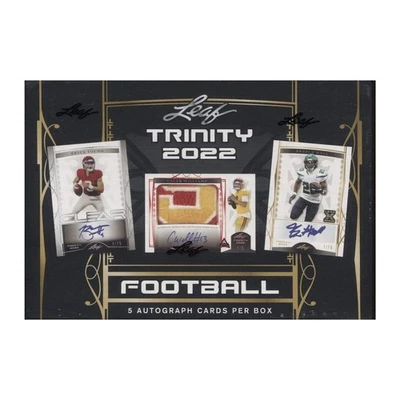 2022 Leaf Trinity Football Hobby Box Factory Sealed contains 5 Autographed Cards - Image 1 of 2