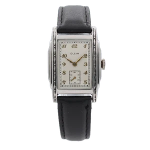 Vintage 1937 Elgin Art Deco 7J Herren Mechanische Armbanduhr 526 Verchromt - Bild 1 von 6
