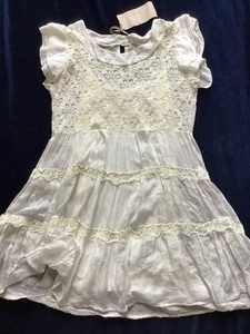 New BNWT Monton Cream Lace Sheer Short Dress With Under Dress - Sz 6/8 - Picture 1 of 6