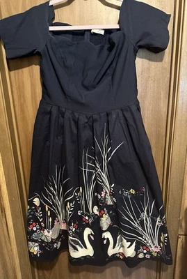 Belle Pogue Fit And Flare Dress Blue With Flower M/L - Image 1 of 4