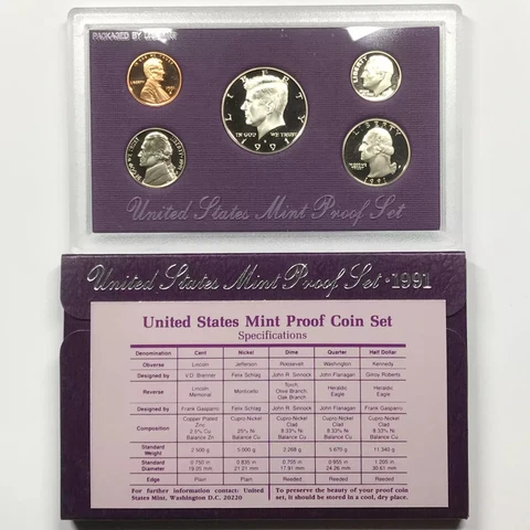 1991 US Mint Proof Set w OGP - Box & COA Cover