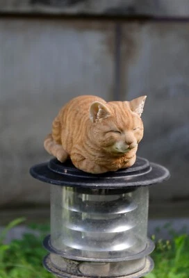 Gato Durmiendo Jardín Estatua Jardín Patio Decoración Hogar Animal Escultura Foto 1 de 4