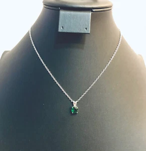 CZ by Kenneth Jay Lane 2 kt Runde CZ klassische Halskette mit Anhänger 16 Zoll mit 3 Zoll Verlängerung - Bild 1 von 3