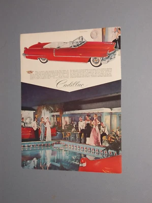 1956 RED CADILLAC CONVERTIBLE AD + BONUS GM AD W/ '56 CADILLAC CONVERTIBLE - Image 1 of 2