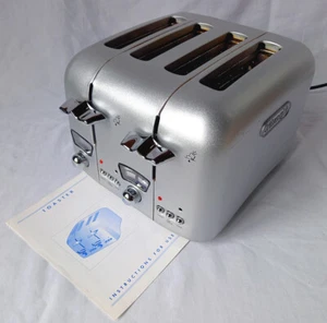 Delonghi Argento Silver 4 Slice Toaster - 6 Toast Levels - Defrost - Reheat VGC - Picture 1 of 11