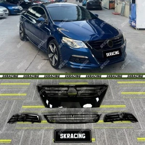 For Volkswagen CC 2009-2012 Gloss Black Front Bumper Upper Grille Trim Fog Light - Picture 1 of 41