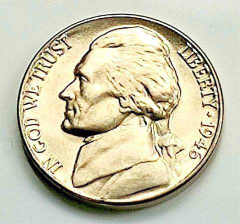 1946 D  BU Jefferson Nickel Pulled From OBW Roll Cover