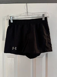 Girls Size L Under Armour Black Athletic Shorts Elastic Waist Mesh Sides - Picture 1 of 3