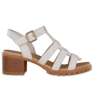 Girls Mia Girl SAVEE Sandals Ecru Bone Size 1 2 3 4 block heel NIB - Picture 1 of 1