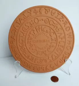 Frankoma Pottery Hot Plate Trivet Sequoyah Cherokee Alphabet Natural Terra Cotta - Picture 1 of 9