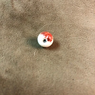 Victoriano Leche Blanco Uranio Vidrio Pintura Roja Manzana Ropa Botón con Vástago Foto 1 de 4