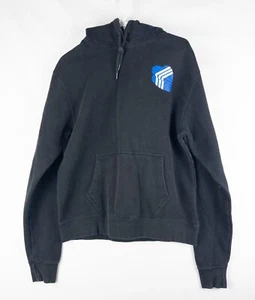 Adidas 3 Striped Hoodie Mens S Black Graphic Print Streetwear Pullover Fleece - Picture 1 of 11