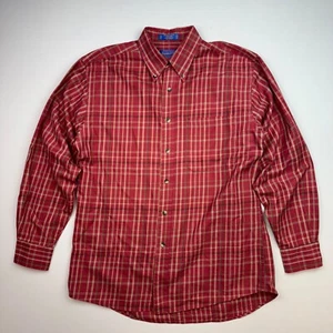 Pendleton Shirt Mens Medium Broadway Cloth Long Sleeve Button Up Plaid Cotton - Picture 1 of 5