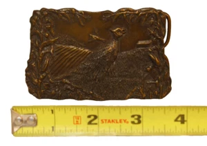 Bergamot Brass Works Belt Buckle Pheasant In Corn Field Vintage 1977 V-144 - Picture 1 of 2