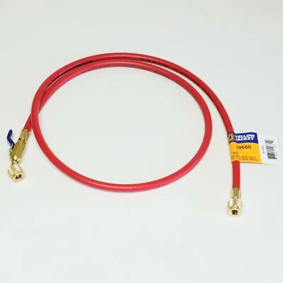 Manguera de carga Yellow Jacket 29660 PLUS II 1/4" roja 60" con extremo de válvula de bola compacto Foto 1 de 4