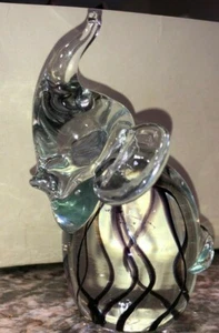 Vintage 4” ENESCO GLASS Swirl ELEPHANT Art Glass - Picture 1 of 12