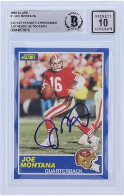 Joe Montana 49ers Autographed 1989 Score #1 BAS Fanatics Witnessed 10 Card - Image 1 of 2