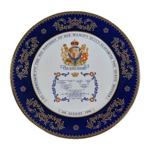 Aynsley China Plate HRH The Queen Mother 90th Birthday Royal Memorabilia 27cm - Picture 1 of 8