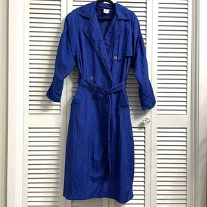 Vintage Lillian Vernon blau Trenchcoat Gürtel lang Windbreaker Jacke Gr. M/L - Bild 1 von 14