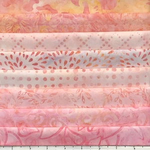 8 Fat Quarters Pink Blush Batik Lunn Fabric FQ Pack 100% Cotton Handmade - Picture 1 of 6