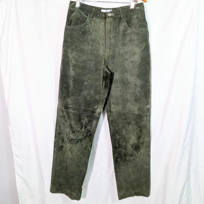 Sutton Studio Bloomingdales Gamuza tiro alto pierna recta verde otoño vacaciones talla 8 Foto 1 de 4