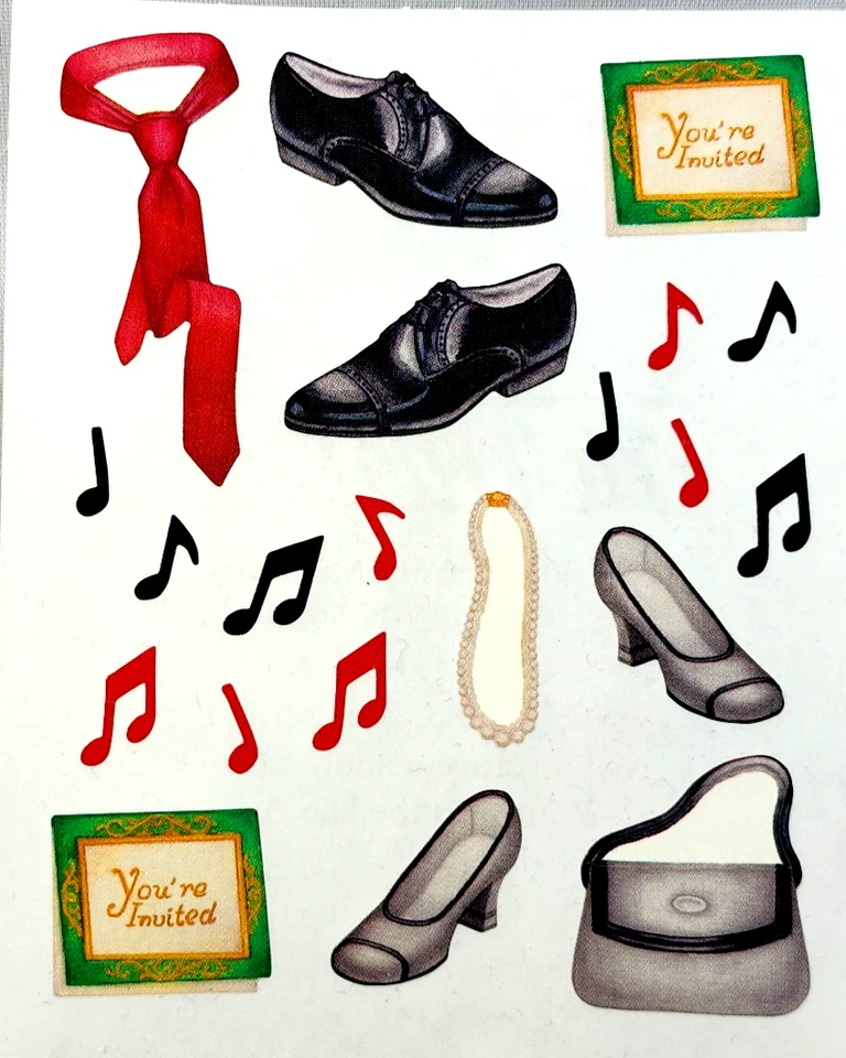 Танцевальная вечеринка вы приглашены галстук сумочки 2002 творческие воспоминания наклейки 5 «x 4» - Изображение 1 из 1